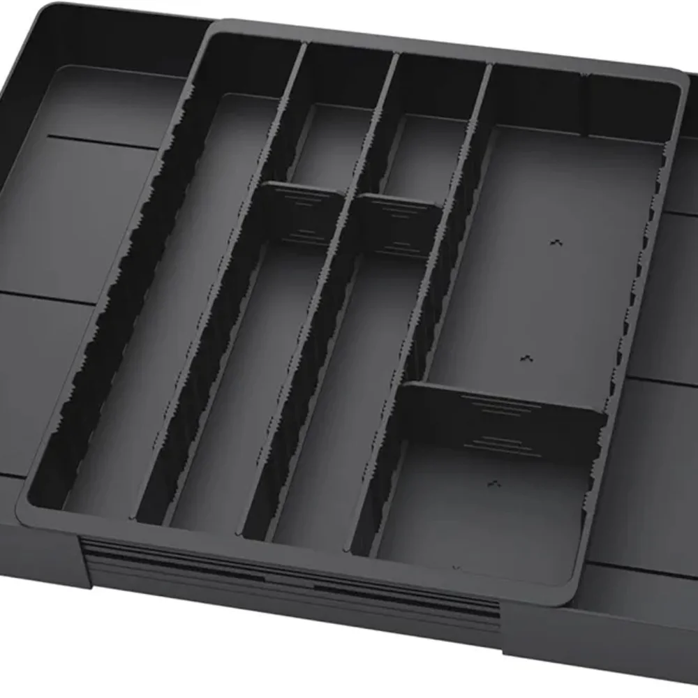 Black Expandable Silverware Drawer Organizer